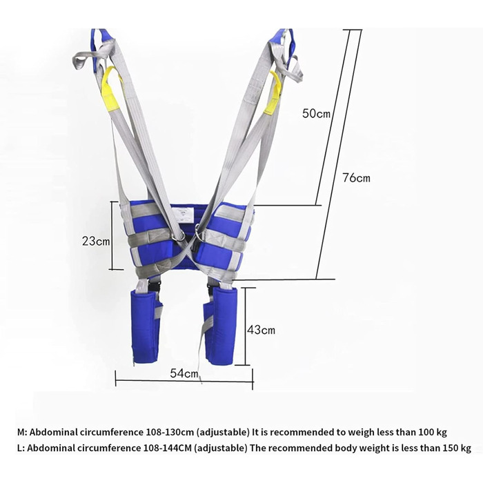 Слінг для роздвоєних ніг для людей похилого віку з обмеженими можливостями, слінг для пацієнта, ремінь для перенесення сходів, слінг для пацієнта на все тіло, медичний носій для ходьби та стояння, підйомник пацієнтів, Get Blue M