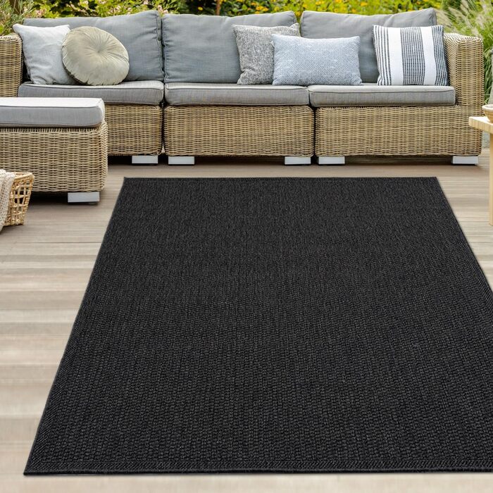Килим Dream для приміщень та вулиці, стійкий до атмосферних впливів, міцний, довговічний, стійкий до ультрафіолету, балкон, тераса, сад, антрацит, 160 x 220 см, 160 x 220 см, антрацит