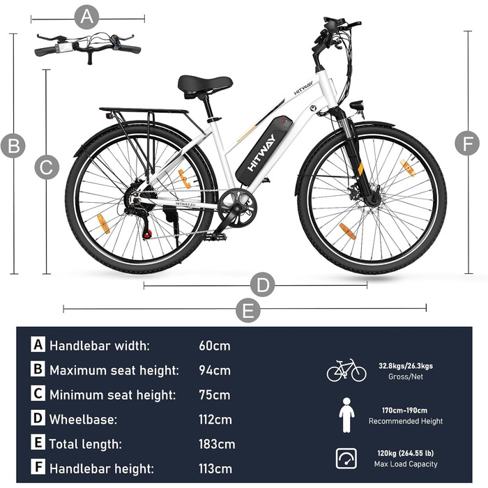 Електровелосипед Peloton 28 дюймів 250 Вт 36В 12Ач 7 швидкостей білий