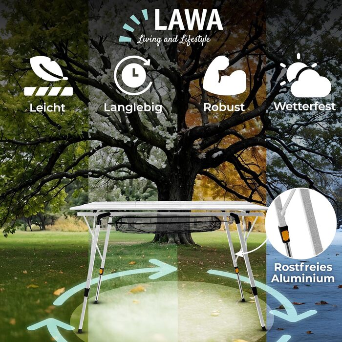Складаний кемпінговий стіл, регульована висота до 78 см, алюмінієвий кемпінговий стіл, складний кемпінговий згортальний стіл, балконний стіл на 4 особи, складний стіл, сріблястий, легкий з сумкою для перенесення, сітка, згортається, складається