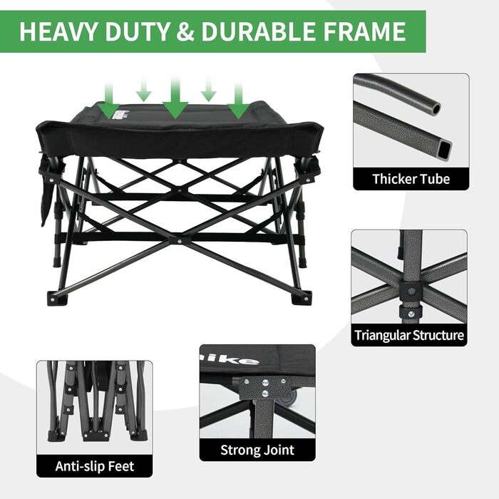 Розкладне похідне ліжко Naturehike з подушкою, кемпінгове ліжко 190 x 70 x 48 см, включає стьобаний шар товщиною 3 см, вантажопідйомність дорожнього ліжка до 150 кг, портативне крісло-шезлонг