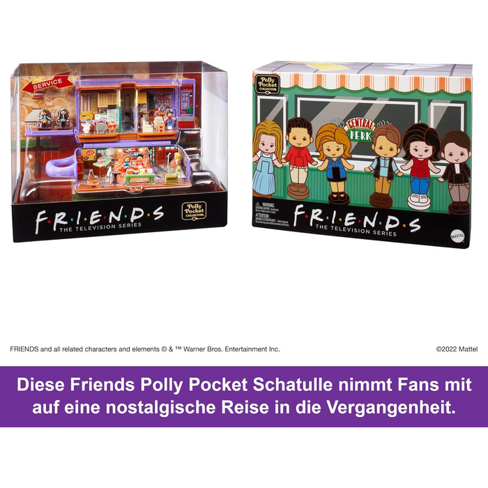 Коробка Polly Pocket Friends - кавова чашка Central Perk, 6 головних героїв, 9 аксесуарів, 3 локації Friends, преміальна упаковка,