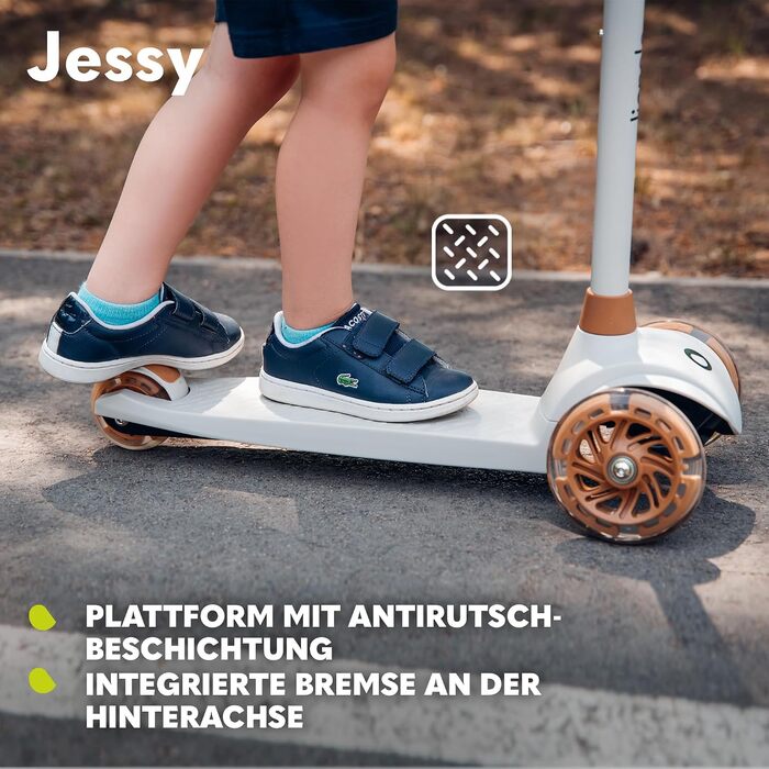 Дитячий триколісний самокат LIONELO Jessy Premium для дітей від 3 років до 50 кг, 56 x 26 x 60-80 см, коричневий