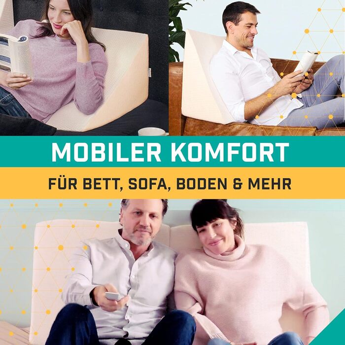 Клиноподібна подушка для ліжка та дивана Ідеально підходить як подушка для читання, для спинки ліжка або для підняття ніг Піна стабільної форми Чохол, який можна прати