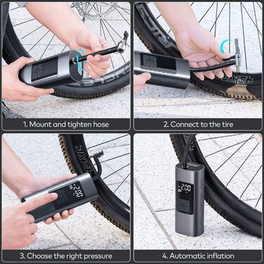 Електричний повітряний насос з акумуляторною батареєю 6000mAh, портативний міні-компресорний велосипедний насос Wistrue 150PSI, з