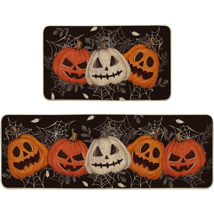 Модний павутинний килимок для кухні Jack-o'-Lantern Halloween набір з 2, миються декоративні кухонні килимки для внутрішнього і зо