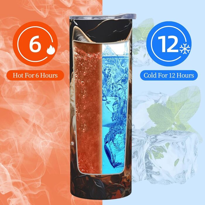 Кухоль з прямою трубочкою, принтом лисиці та квітів, дорожній кухоль, підходить для кемпінгу, офісу та дому, 590 мл