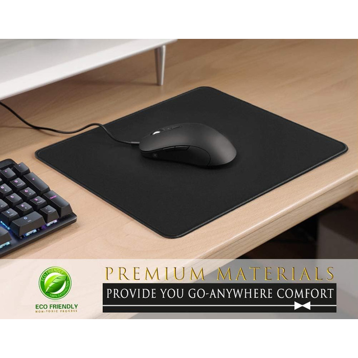 Килимок для миші KTRIO DEB146-Mouse-Pad-Black-3 pack Extend, 3 шт. з протиковзкою гумовою основою та прошитими краями, 275x215 мм (чорний)