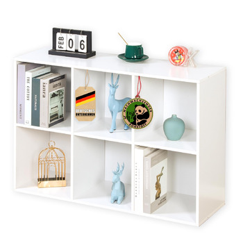 Біла книжкова полиця Floordirekt, дерев&39яна полиця з 6 відділеннями, кубічна полиця для вітальні та спальні (Вермонт)