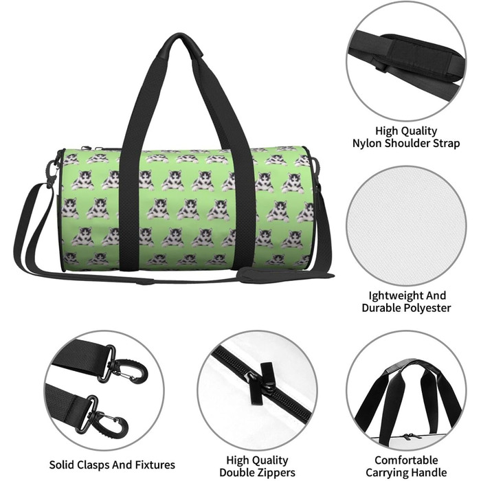 Спортивна сумка, дорожня сумка, милий принт з собачками, сумка для ночівлі, чорна, універсальний розмір, сумка для подорожей