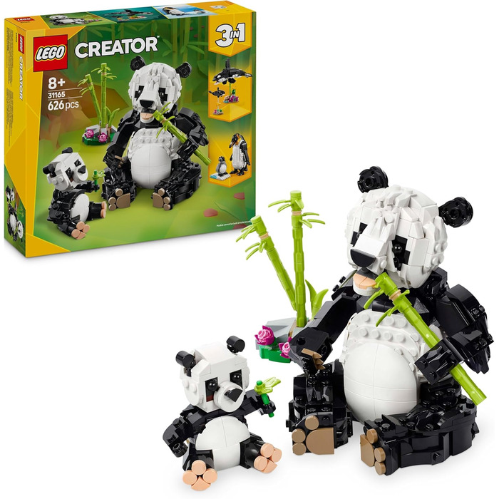 Конструктор LEGO Creator 3-in-1 Wild Animals: Panda Family 31165, 626 деталей, дикі тварини