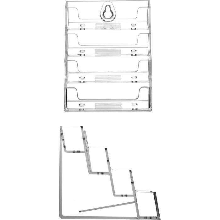 Акриловий тримач для візиток QWORK з 2 упаковками з 4 відділеннями, великою місткістю та прозорою підставкою для візиток для офісу, роздрібної торгівлі та зберігання на столі
