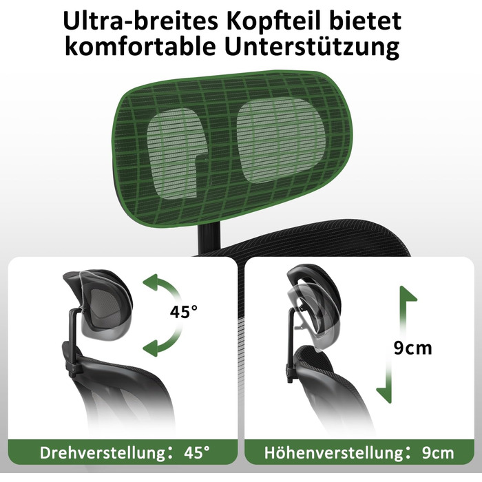 Офісний стілець Devoko, ергономічний стілець з поперековою підтримкою, регульовані підлокітники, комп'ютерний стілець, що регулюєт