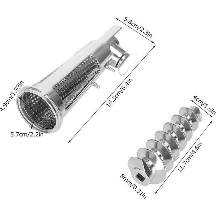 Аксесуари для соковижималки, практичні високоякісні деталі м'ясорубки з алюмінієвого сплаву для м'ясорубки для томатного преса