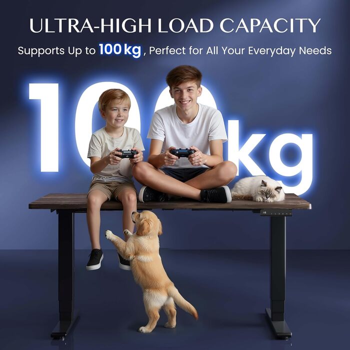 Каркас столу FLEXISPOT з регулюванням висоти, подвійний двигун та 3-рівневі ніжки, регулювання висоти 60-125 см, каркас столу зі світлодіодним дисплеєм висоти, 4 положення пам&39яті та захист від зіткнень (колір Nobel Black) EC5-Lite Black