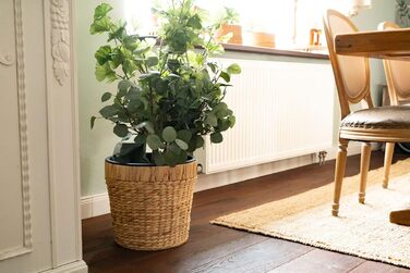 Декоративний квітковий горщик круглий, плетений з морської трави з пластиковою вставкою для посадки - горщик для рослин - 34см 1 3