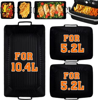 Силіконова форма для аксесуарів для фритюрниці Ninja AF500EU - Термостійка фритюрниця 3PCS Силіконова форма для фритюрниці Ninja Foodi Flexdrawer 10.4 л AF500DE силіконові форми, які легко чистити. 3 шт. силіконова форма