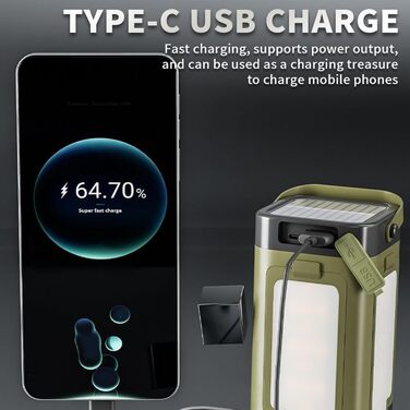 Кемпінг - Портативний сонячний кемпінговий ліхтар, 6 режимів дімування з висувним кутом 90, 4 світлодіоди для походів, патіо, відключення електроенергії, пригод на свіжому повітрі, подорожей, нічника, саду