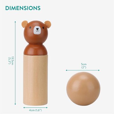 Набір для боулінгу Navaris для дітей - Гра Skittles для дітей - Дерев&39яні кеглі - Іграшка для вулиці для дітей віком від 2 років - Дерев&39яна гра Skittles - 6 предметів