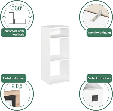 Полиця KOMTO Біла - Маленька книжкова полиця, Полиця-настільна полиця, Кубічна полиця, Офічна полиця 33,8 x 30,7 x 80,4 см, Книжкова шафа RIM2 для дитячої кімнати, Полиця для вітальні, RIM2 Біла