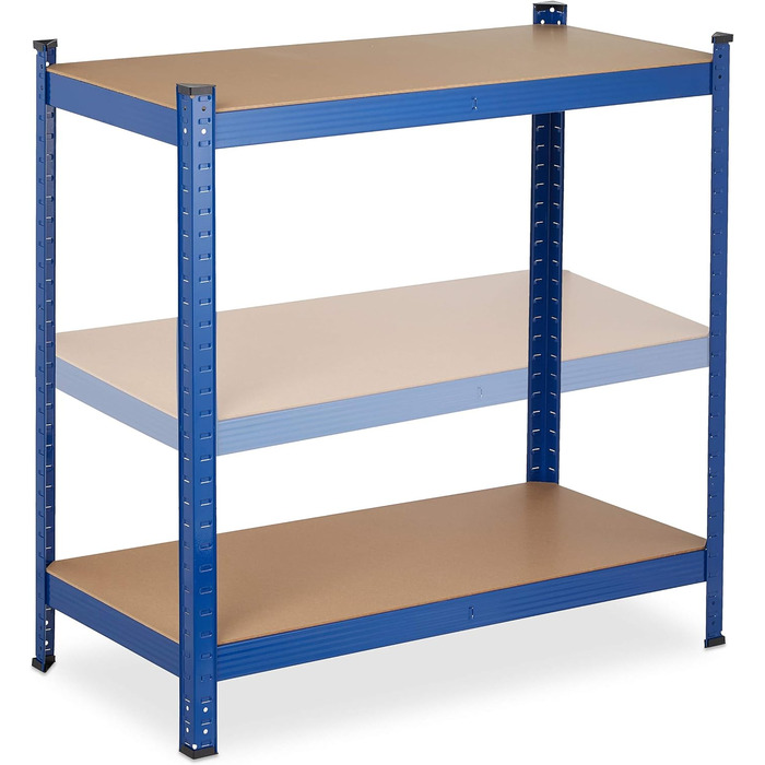 Надміцний стелаж Relaxdays, 5 ярусів, сталь, ВxШxГ 180 x 90 x 45 см, синій Вантажопідйомність 875 кг, вставний монтаж, підвал, гараж