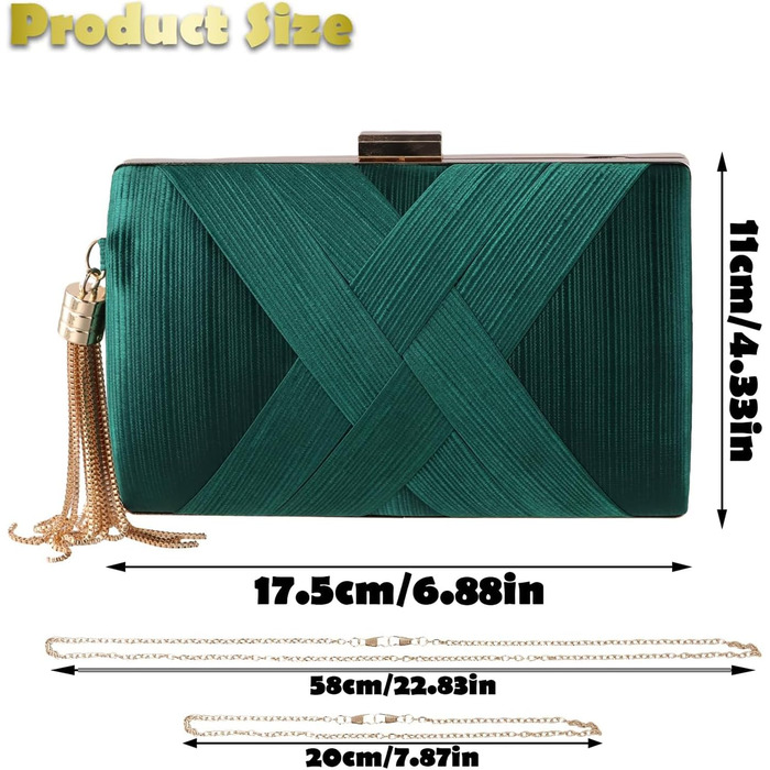 Клатч жіночий, вечірня сумочка, елегантна сумочка на ланцюжку, крос-боді, сумочка для вечірки, урочистих подій, побачень, зелена