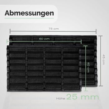 Килимок для дверей Entrando з гуми та кокосу, чорний, 45x75 см міцний килимок для вулиці, патіо, майстерні та гаража всепогодний, нековзний та міцний килимок для дверей, чорний, 45 x 75 см