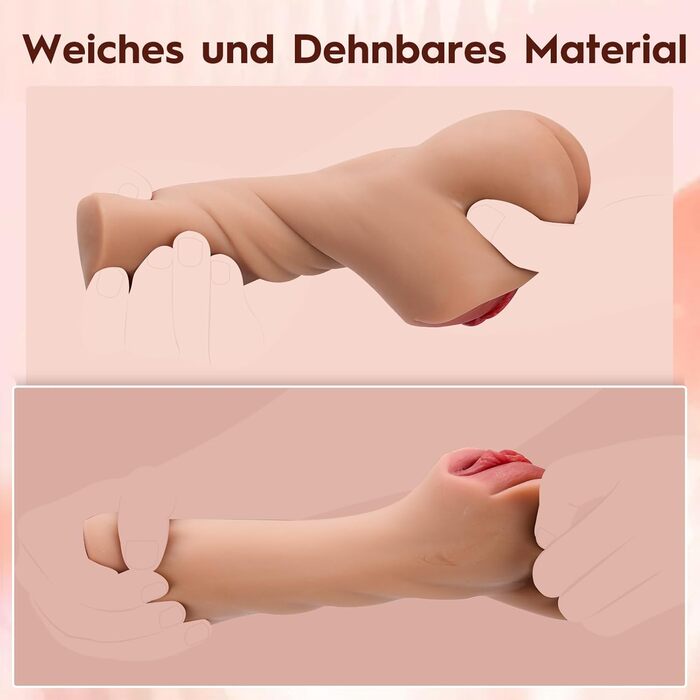 Мастурбатор DynaVigor для чоловіків 2 в 1, з 3D вагіною та анальним каналом, 650 г, коричневий