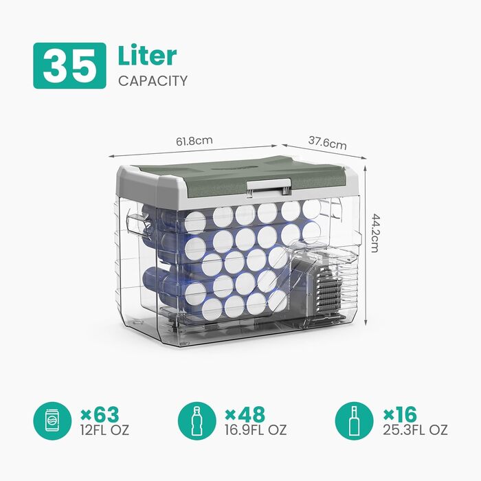 Портативний електричний холодильник, 35 л, автомобільний холодильник 12/24 В постійного струму 100 240 Вольт змінного струму порта