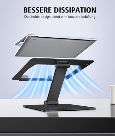 Підставка для ноутбука Glangeh регульована по висоті, ергономічна, портативна. Складана алюмінієва підставка для ноутбука та книг, сумісна з MacBook Air Pro (1016 дюймів), чорного кольору.