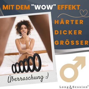 Набір кілець для пеніса Long.Session із силікону - ПОКРАЩЕНА ВЕРСІЯ 2.0 - Як кільця для пеніса та яєчок для чоловіків - Кільця для члена для міцнішої та тривалої ерекції - Кільце для пеніса та кільця для яєчок