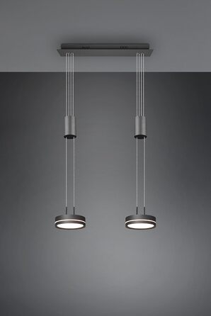 Світлодіодний торшер Trio Lights Franklin 426510208, Метал в т.ч. 35 Вт LED, зміна кольору, диммер (антрацит, підвіска 2-полум'я)