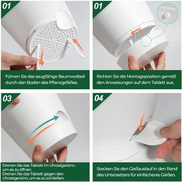 Пластиковий квітковий горщик T4U з системою поливу, набір із 6 самополивних кашпо з блюдцями, круглі кашпо для кімнатних та балконних садових рослин, сукулентів, кактусів (20 см, білий) 20 см білий