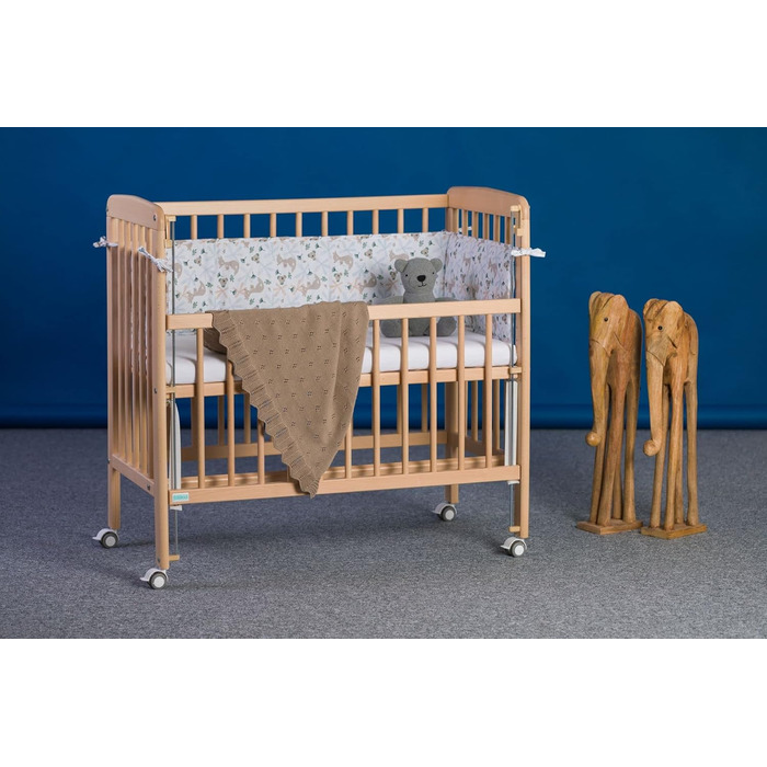Ексклюзивне приліжкове ліжечко Fillikid Nino 3-в-1 Дитячі ліжечка з букового дерева Дитяче ліжко, додаткове ліжко з 5-рівневим регулюванням висоти Колиска від народження з великою спальною зоною