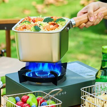 Легкі кемпінгові горщики з нержавіючої сталі, швидке нагрівання, рівномірне приготування їжі, компактний туристичний рюкзак, затискач для кухонного обладнання