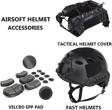 Комплект тактичного шолома WLXW Fast зі знімними масками, лінзами для страйкболу та окулярами для рольових ігор у пейнтболі, виживанні та косплеї CS