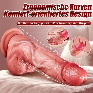 Реалістичний вібратор VTAON, 8 режимів поштовхів, 10 режимів вібрації та нагрівання, з присоском і пультом