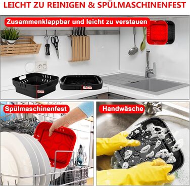 Силіконова форма 22 см для фритюрниці, аксесуари для фритюрниці 4 шт. Силіконова форма для випічки COSORI 5.5 л, Russell Hobbs 4L, Cecotec 6L, силіконова форма, силіконова вставка Аксесуари для фритюрниці Аксесуари для фритюрниці