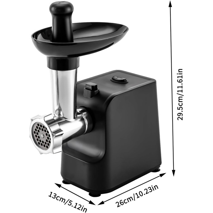 М'ясорубка, 1000 Вт електрична м'ясорубка з 3 перфорованими дисками з нержавіючої сталі, пробка, комплект Кеббе, фарш машина ковба