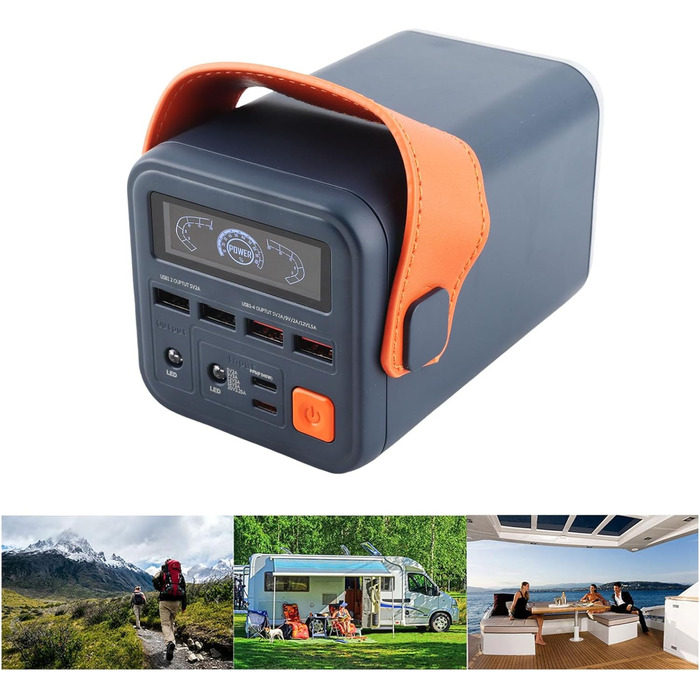 Портативна електростанція ASHATA, аварійне джерело живлення для зовнішнього використання з літієвим акумулятором ємністю 60000 мАг, двонаправлена швидка зарядна станція для відключень електроенергії на природі під час кемпінгу (синя)