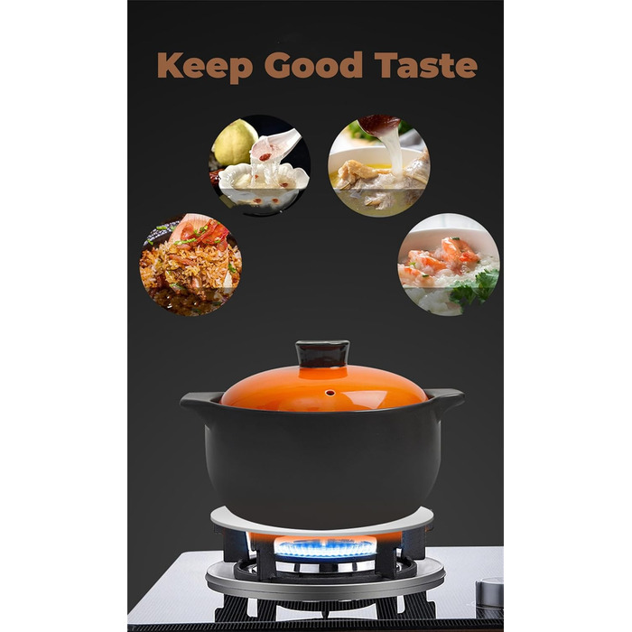 Пластина перетворювача індукційної плити, пластина індукційного адаптера Lifenergric, пластина для розподілу тепла з нержавіючої сталі зі знімною ручкою для верхньої частини газової плити, 20,1 см 7,9 дюйма