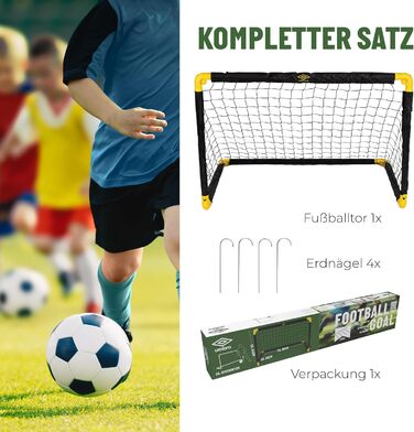 Футбольні ворота Umbro - Футбольні ворота 90 x 59 x 61 см - Складані футбольні ворота - Футбольні ворота для саду, дітей та дорослих - Футбольне тренувальне обладнання для використання в приміщенні та на вулиці - Метал - Чорний/Жовтий