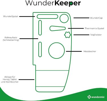 Тримач для кухонного приладдя WunderKeeper Тримач для кухонного приладдя з тримачем для планшета/мобільного телефону Розумне зберігання кухонного приладдя Для Thermomix TM6, TM5, TM31