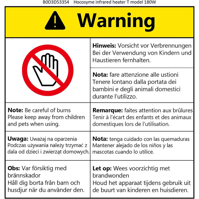 Інфрачервоний обігрівач 180 Вт, настінний інфрачервоний обігрівач до 120 градусів Цельсія для 2-5 м - досягає робочої температури за 1-3 хвилини - сертифікований TV 10-річна гарантія. 180 Вт
