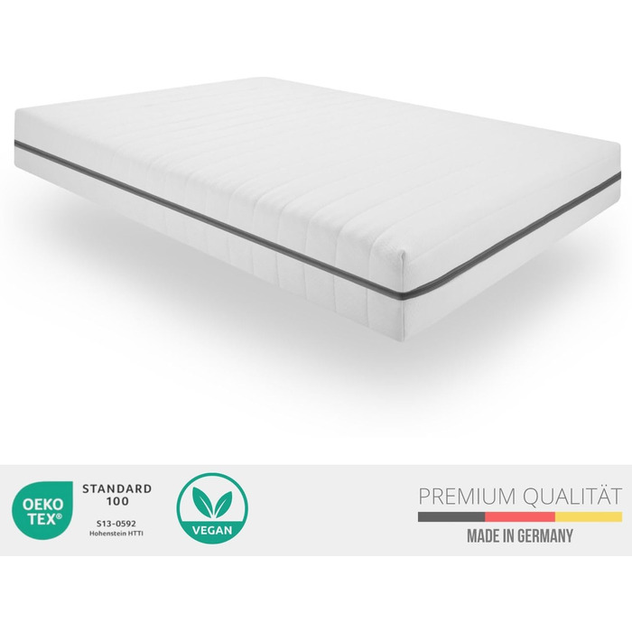 Матрац 140x200 см - Ергономічний 7-зонний матрац з холодної піни, висота 18 см - Матрац 2-в-1, рівні жорсткості H2 та H3 - Зручний, дихаючий чохол із 4-сторонньою блискавкою, H2 та H3, 140 x 200 см