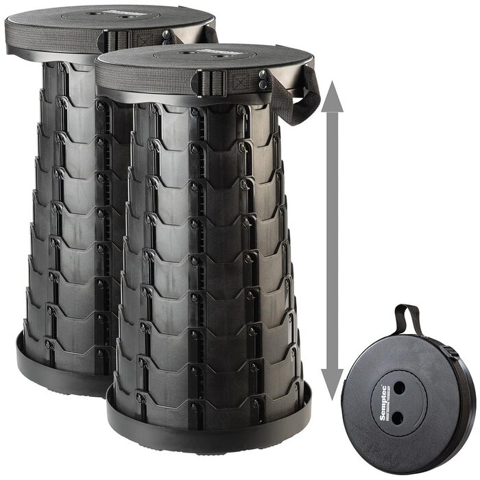 Складаний стілець Semptec Urban Survival Technology портативний телескопічний стілець із 2 предметів, регульована висота, до 200 кг (мобільний стілець, складаний, для риболовлі)