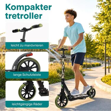 Дитячий самокат SereneLife Cityroller великі колеса, складаний, регулювання висоти, до 100 кг, камуфляж
