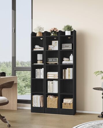Книжкова полиця Hzuaneri, 6-ярусна стояча полиця, полиця для зберігання, полиця для колекційних предметів, регульовані панелі, для вітальні, офісу, 24 x 30 x 169,5 см, чорна BC06904 шт. 24 x 30 x 169,5 см чорна