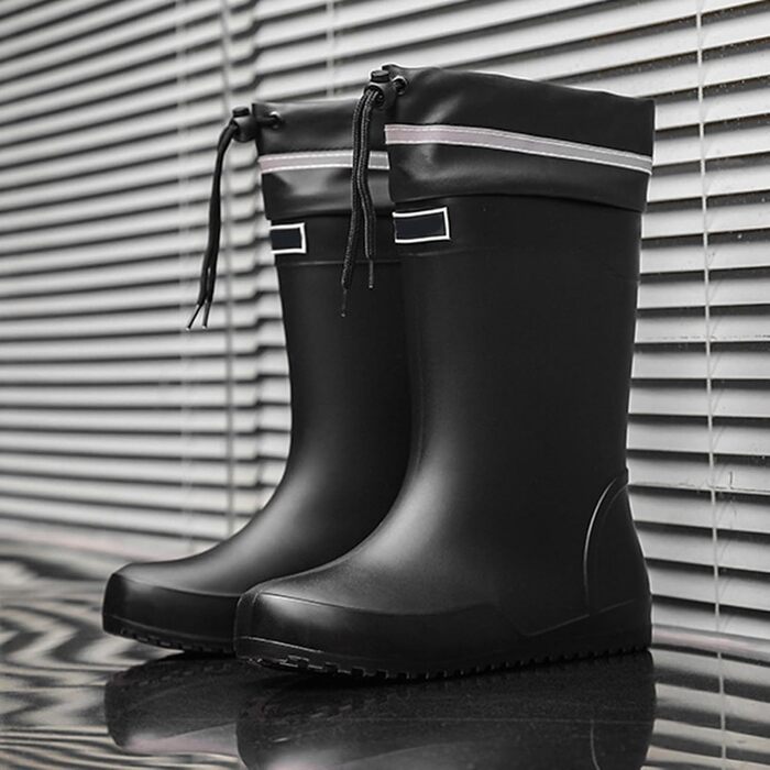 Жіночі гумові чоботи середньої висоти, широкі, для походів, літні чоботи, нековзні, унісекс, гумові чоботи до щиколотки, чоботи для верхової їзди, водонепроникні, легкі, чорні, 41/EU