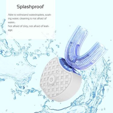 Ультразвукова зубна щітка, автоматична зубна щітка, звукова зубна щітка для відбілювання зубів із таймером, ультразвукова електрична зубна щітка 360 для дорослих, бездротова зарядка (білий, M)